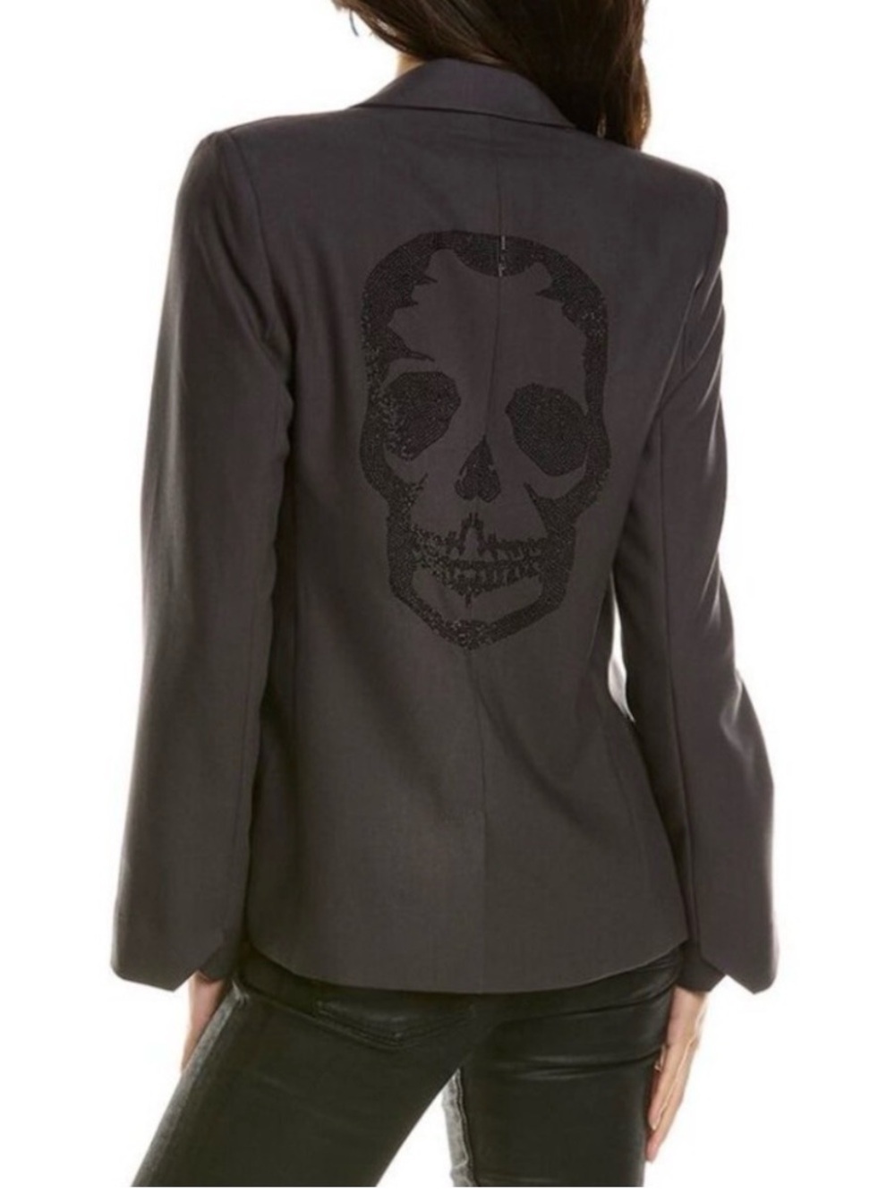 Zadig & Voltaire Vedy Bis Rhinestone Skull Blazer XS Black Edgy Rock City Chic